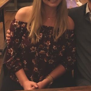 2 for $7 Maroon floral off-shoulder top